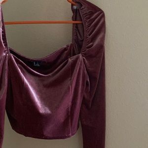 Adorable Pink Velvet Long Sleeve Blouse